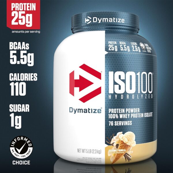 Dymatize Nutrition ISO 100 Whey Protein Powder with Hydrolyzed 100% Whey Protein Isolate, 5 lbs, 2.3 Kg - Image 2