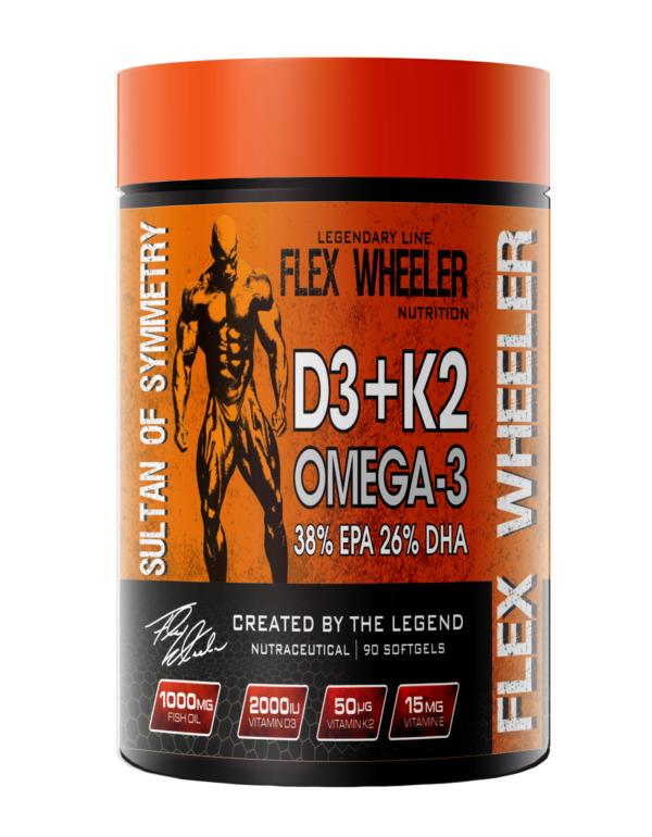 FLEX WHEELER NUTRITION Omega 3 D3+K2 | 90 Softgel, 45 Serving
