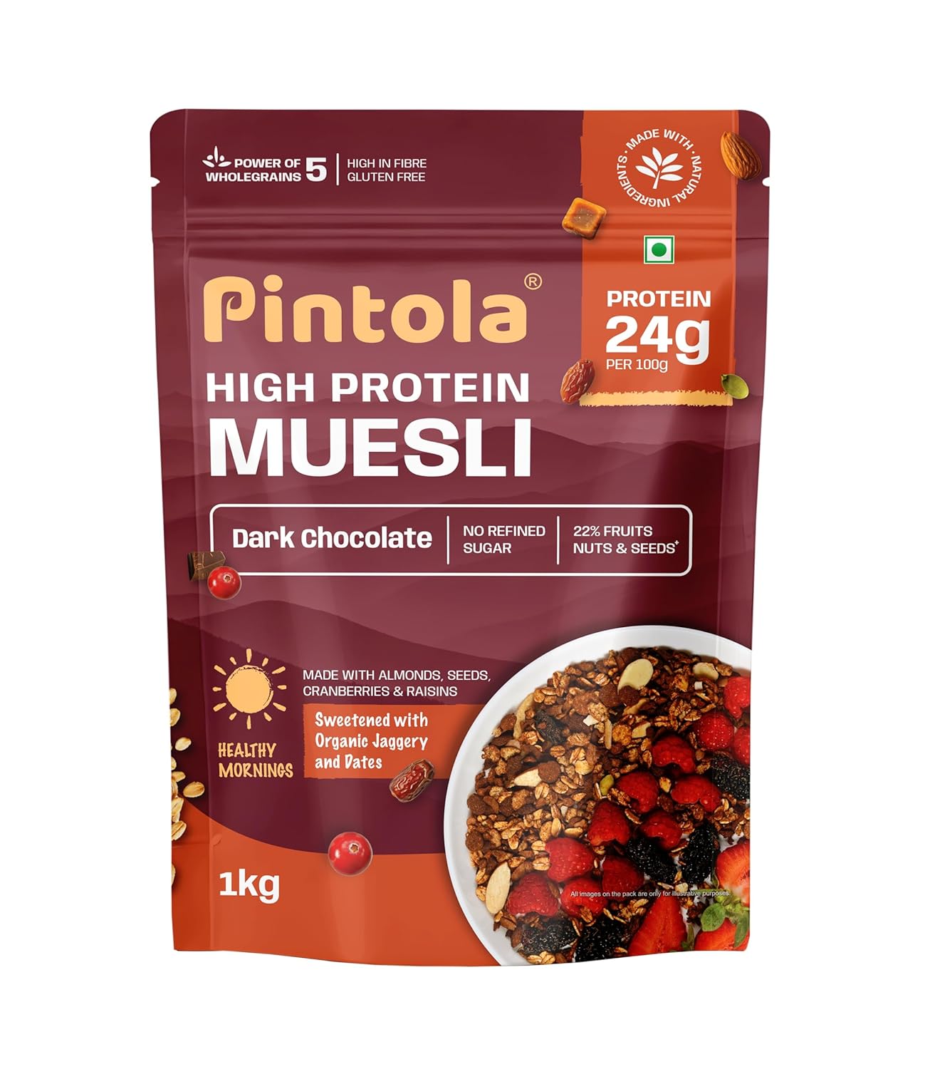 Pintola High Protein Muesli Dark Chocolate & Cranberry 1kg